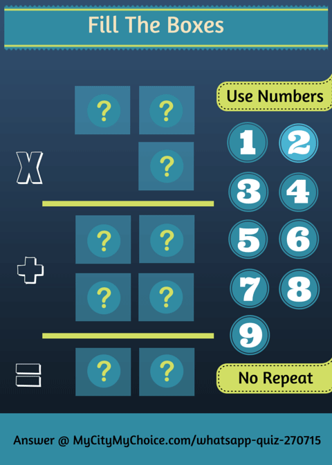 Fill The Boxes With Numbers 1 To 9 Without Repetition Answer