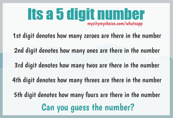 Its A 5 Digit Number 1st Digit Denotes Number Of Zeroes