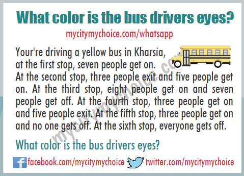 What color is the bus drivers eyes? | Whatsapp Puzzle Ans