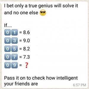 I bet only a true genius will solve it - Whatsapp Puzzle