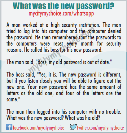 What was the new password? Whatsapp Puzzle