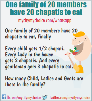 One family of 20 members have 20 chapatis to eat - Whatsapp Puzzle