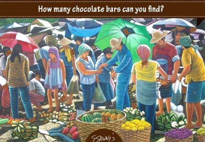 How many chocolate bars can you find? - Whatsapp Puzzle