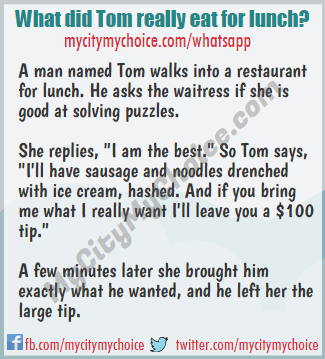 What did Tom really eat for lunch? - Whatsapp Puzzle
