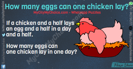 If a chicken and a half lays an egg and a half in a day and a half. How many eggs can one chicken lay in one day?