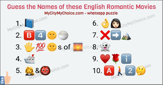 Guess the Names of these English Romantic Movies