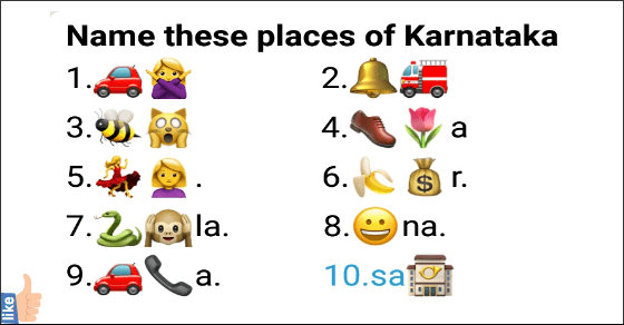 Name these places of Karnataka? | Puzzle Answer