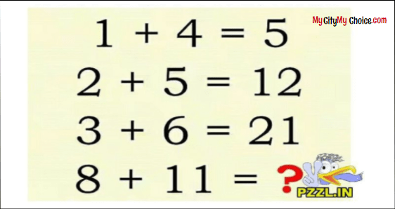 IF 1 + 4 = 5 THEN 8 + 11 = ?